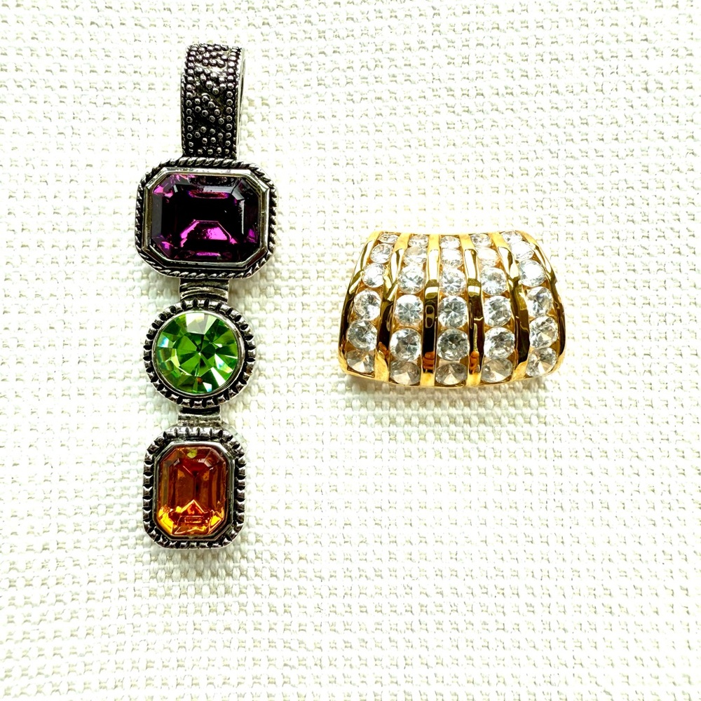 Set of two faux gemstone slides